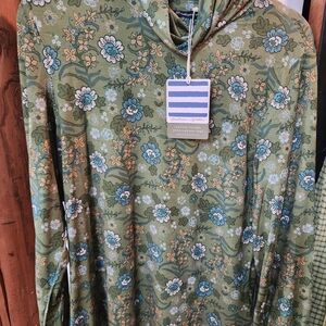 Gudrun Sjoden Olive Green Floral Long-Sleeve Jersey Top